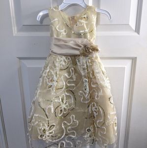 NWT White and Gold Girl's Toddler Dress